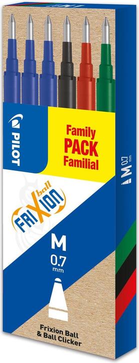 Produktbild Pilot FriXion Refill Set à 6 standard schw./blau/rot/grün (6 Stück, Mehrfarbig, 0.70 mm)
