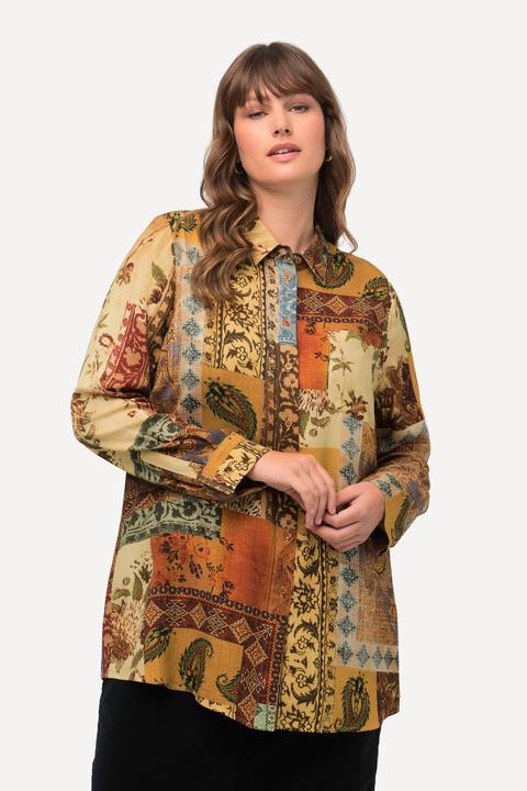 Produktbild Ulla Popken Hemdbluse, Patchdruck, Hemdkragen, Langarm (50, 52)