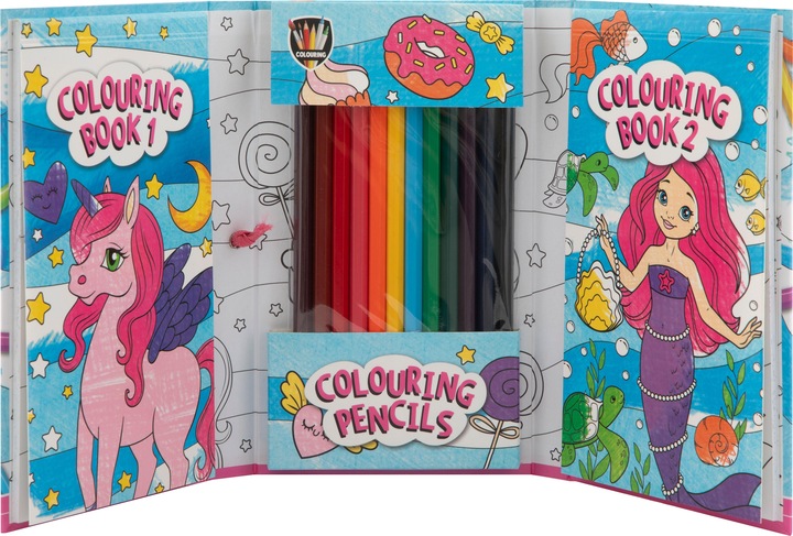 Image du produit Grafix Livres de coloriage (2 pièces) avec crayons - Licorne et sirène