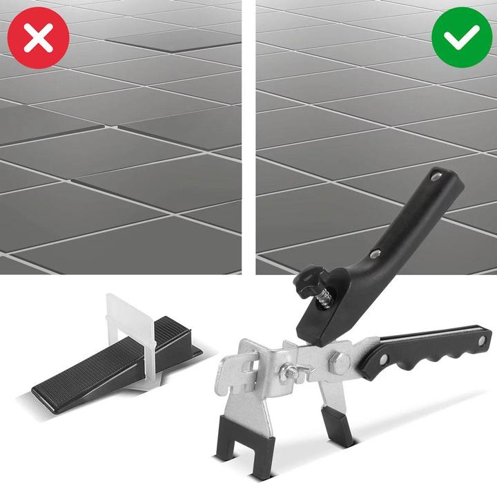 Produktbild Stahlwerk Fliesen-Nivellier-Set 200 Zuglaschen für 2mm Fugenbreite Verlegesystem