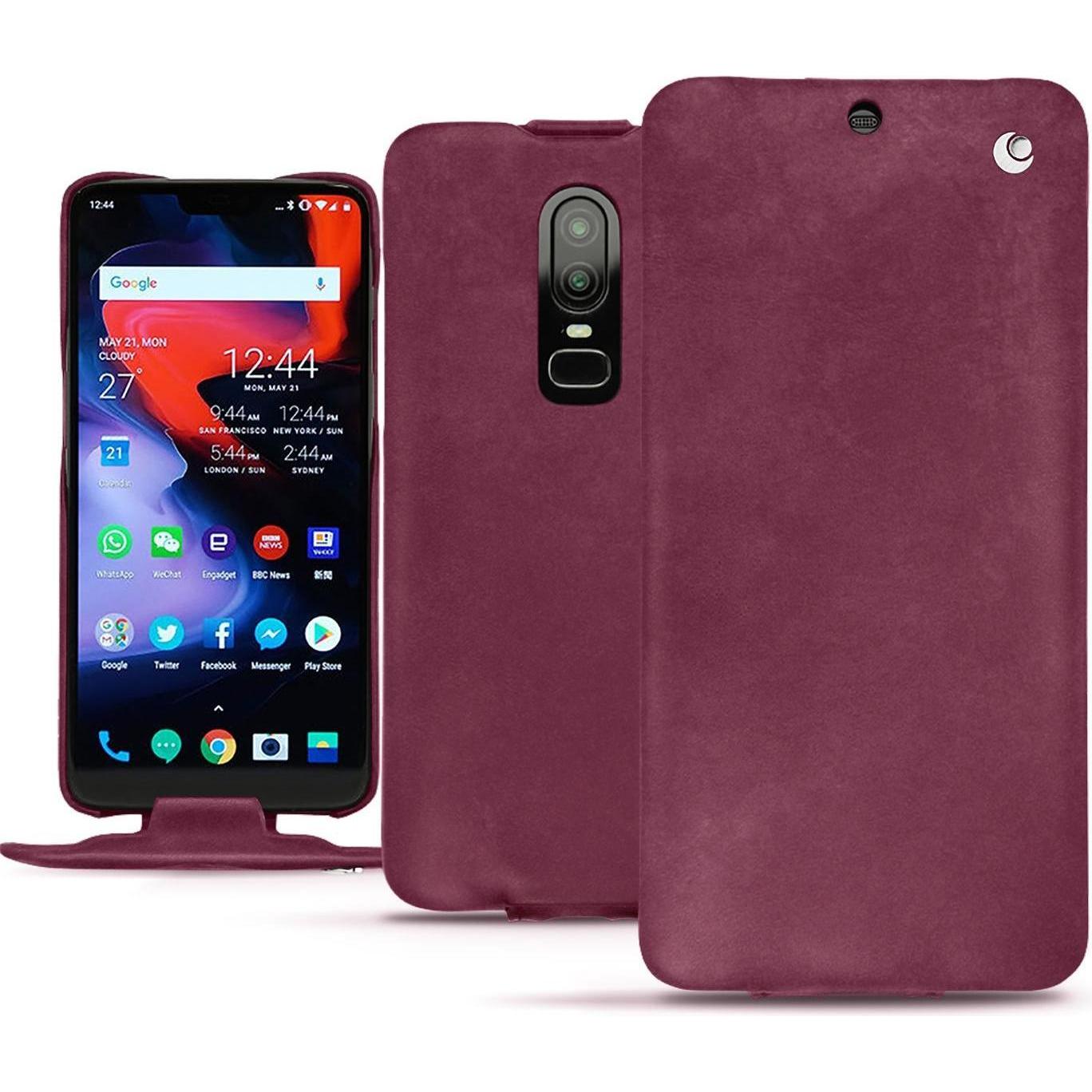 Noreve Lederschutzhülle vertikal (OnePlus 6), Smartphone Hülle, Violett
