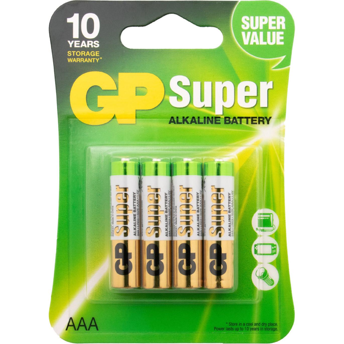 GP Batteries Super Alkaline (4 Stk., AAA, 2400 mAh), Batterien + Akkus