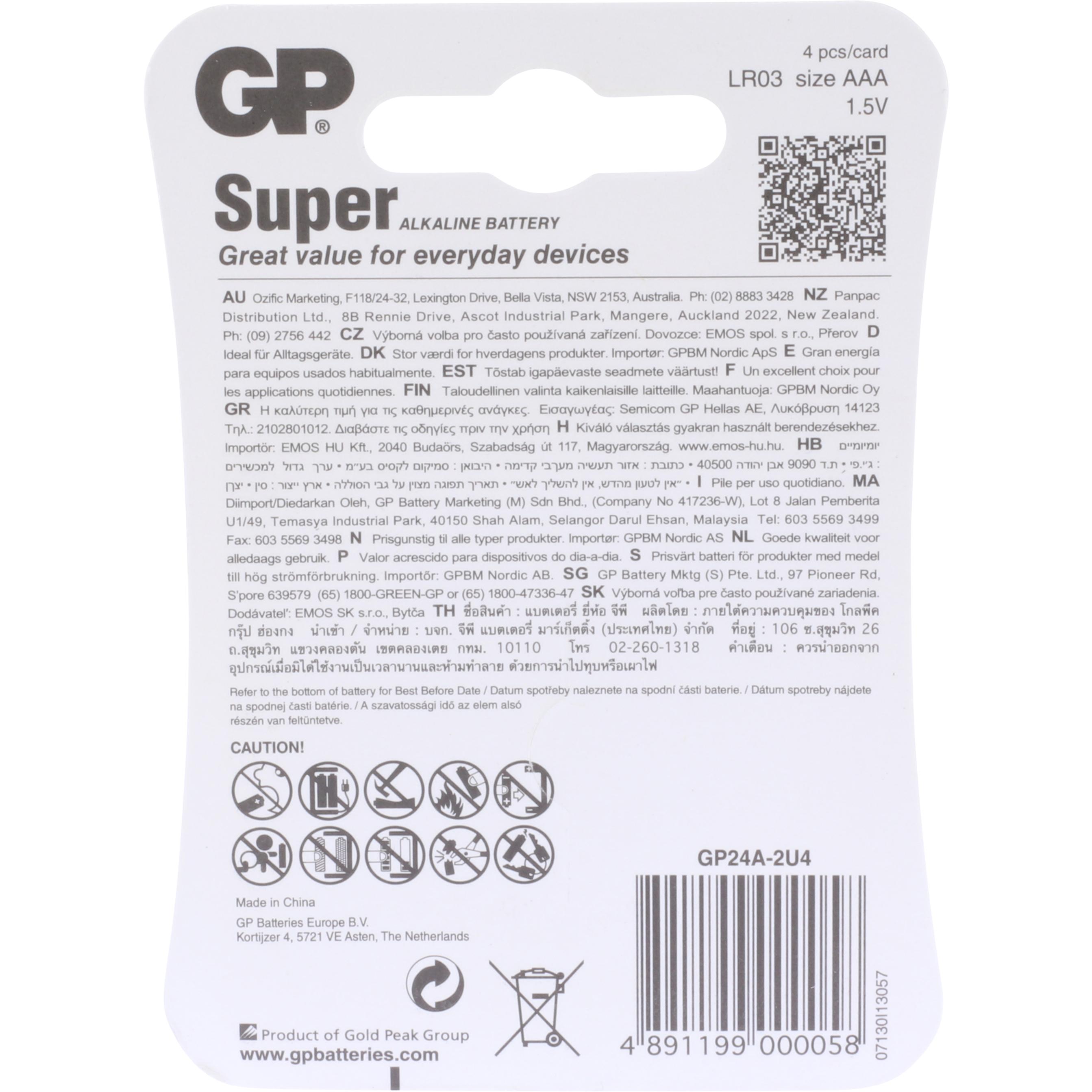 Thumbnail - GP Batteries Super Alkaline (4 Stk., AAA, 2400 mAh), Batterien + Akkus