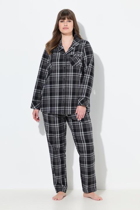 Produktbild Ulla Popken Pyjama, Flanell, Karo, Reverskragen, Langarm (46, 48)