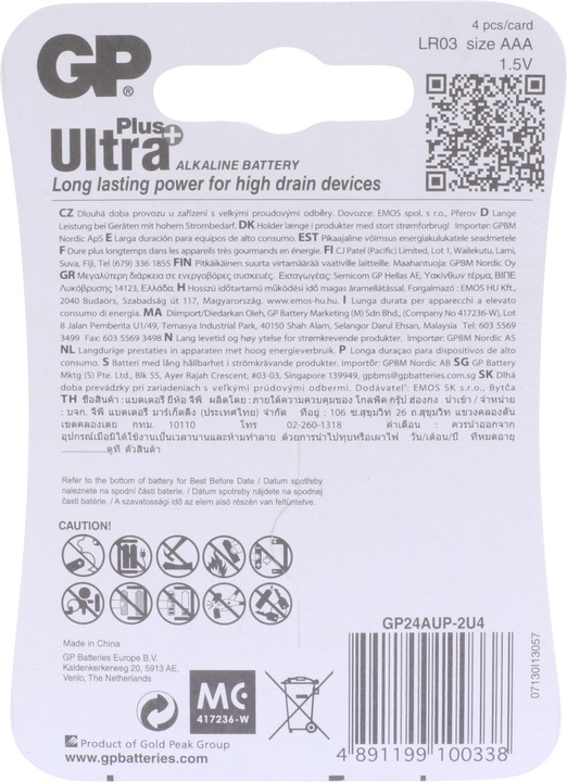 Produktbild GP Batteries UltraPlus (4 Stk., AAA, 1500 mAh)