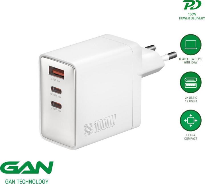 Produktbild 4smarts Netzladegerät GaN Pocket (100 W, 3 Ports)