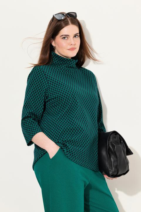 Produktbild Ulla Popken Sweatshirt, Jacquard, Stehkragen, 3/4-Arm (60)