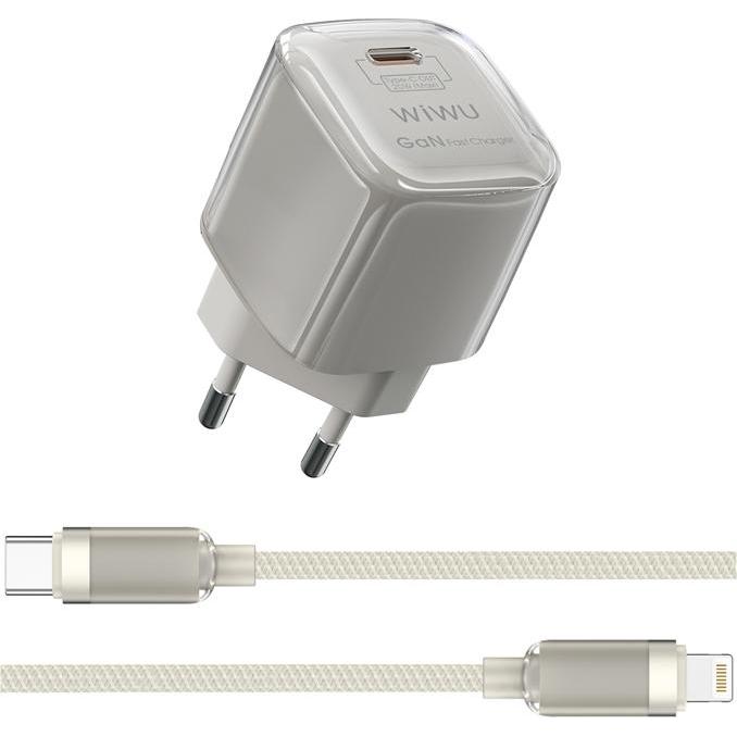 Wiwu Jello 20W GaN Ladegeräte-Sets Wi-U016 C-L, EU-Stecker (20 W), USB Ladegerät