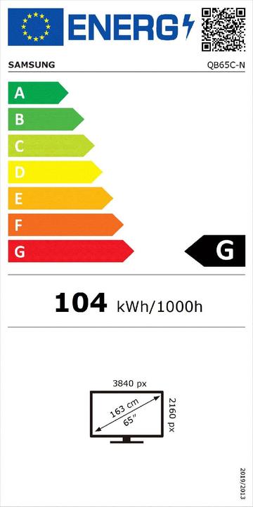 Energie-Label Samsung QB65C-N (3840 x 2160 Pixel, 65")