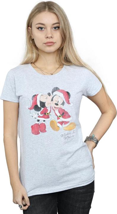Actual product image Disney Womens/Ladies Mickey And Minnie Christmas Kiss Cotton T-Shirt (XXL)