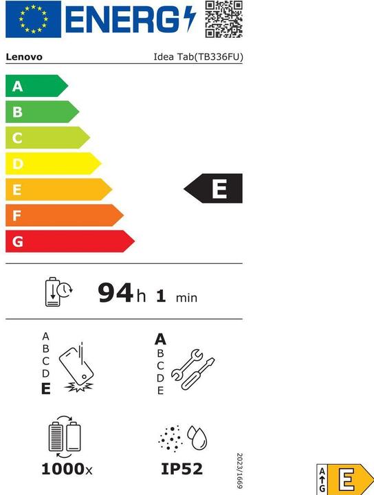 Energy Label Lenovo Idea Tab incl. pen (WLAN only, 11", 128 GB, Luna Grey)
