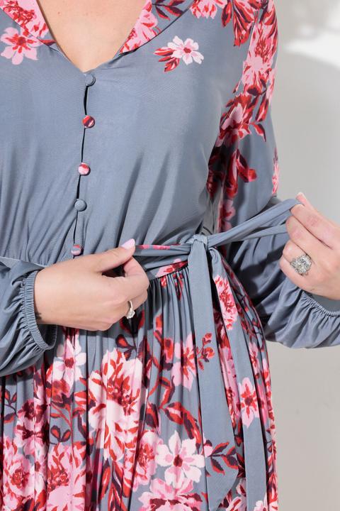 Produktbild Miamoda Kleid, A-Linie, Blumen-Druck, Langarm (52)