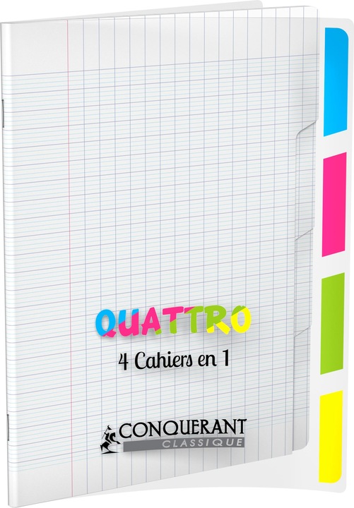 Actual product image Conquerant CLASSIQUE Cahier "4 en 1", 170 x 220 mm, seyŠs (170 x 220 mm, Checked, Soft cover)