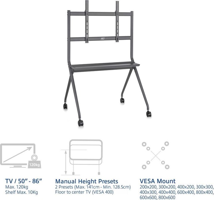 Produktbild Mobile TV/monitor floor stand, 50ö to 86ö, VESA (86", 120 kg)