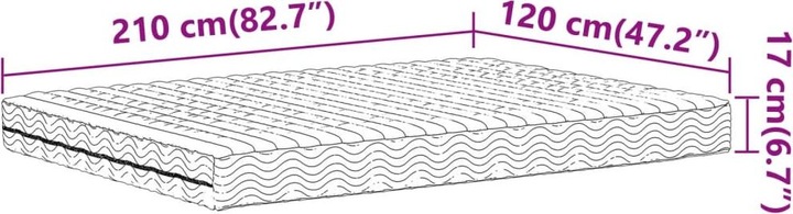 Produktbild VidaXL Schaumstoffmatratze 120 x 210 cm Härtegrad H2 H3 (120 x 210 cm, Schaumstoffkern)
