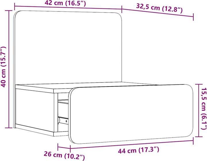 Actual product image vidaXL Nachttisch (44 x 32.50 x 40 cm)