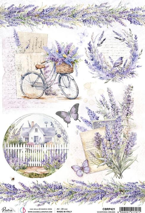 Immagine prodotto Ciao Bella Morning Provence - Lavanda sul recinto del giardino" motivo filo di paglia, DIN A4 (28 g/m², 1 x)