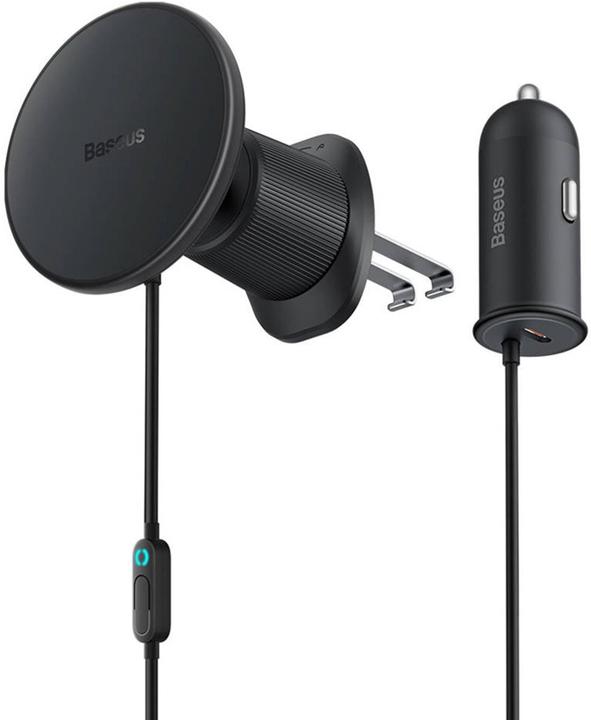 Productafbeelding Baseus Magnetische autotelefoonhouder CW01 aan ventilatierooster met autolader USB-C, 15W + 25W (zwart)