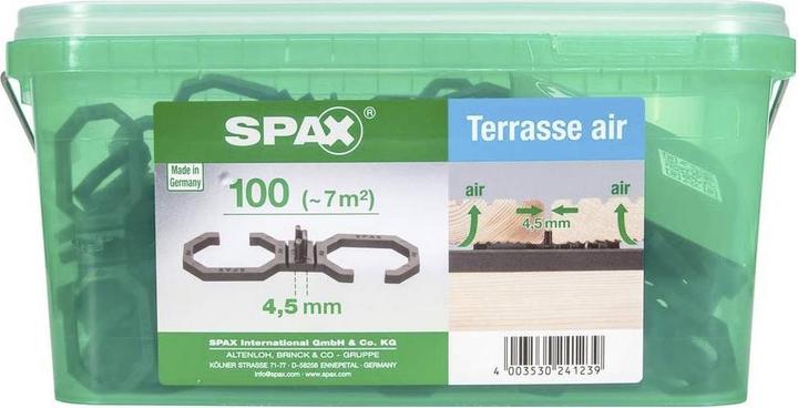 Actual product image Spax Terasse Air Spacers 4,5mm Ventilation for wood boards Terasse L in handle case 100 pcs. (100 x)