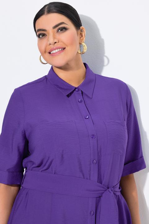 Actual product image Ulla Popken Textured Belted Button Down Dress (60)