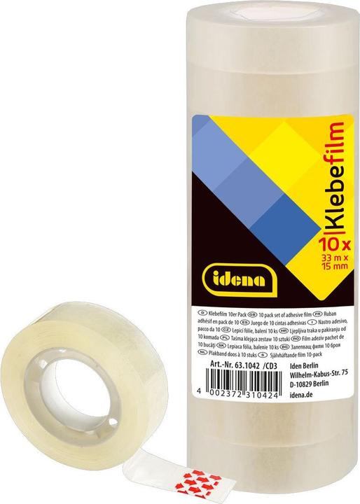 Produktbild Idena Klebefilm transp. 15mm x 33m, 10 Stück (15 mm)