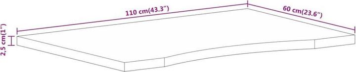 Produktbild vidaXL Schreibtischplatte Tischplatte Holzplatte mit Aussparung Massivholz Mango (110 x 60 x 2.5 cm)