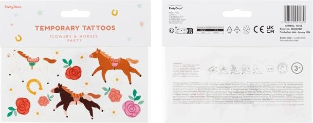 Nutritional values and ingredients Partydeco Tattoo set horse mix, 16 pieces