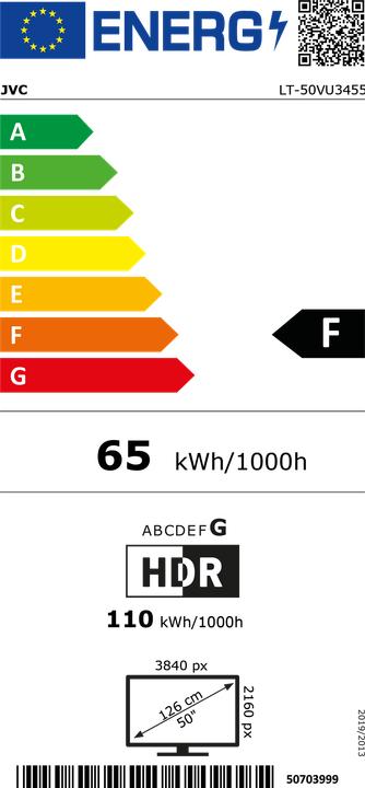 Label énergétique JVC LT-50VU3455 LED-TV UHD SMART TIVO (50", LED, 4K, 2024)