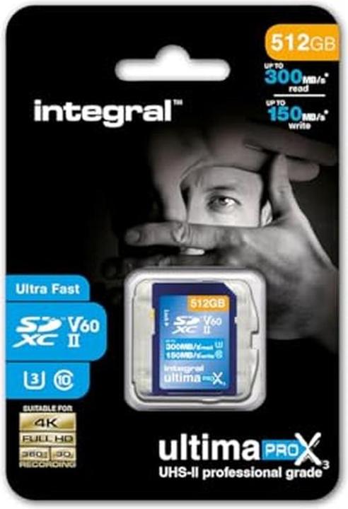 Produktbild 512GB ULTIMAPRO X3 UHS-II V60 Professional Grade SD Card Up to 300MB/s Read & 150MB/s Write (512 GB, SDXC, U3, UHS-II)