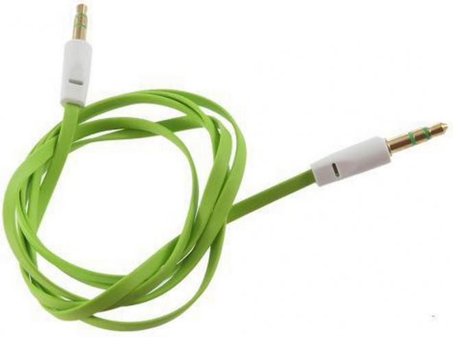 Produktbild Hermex 1m 3.5mm Audio AUX Klinke Stereo FLACH Kabel GRÜN (1 m, 3.5mm Klinke (AUX))