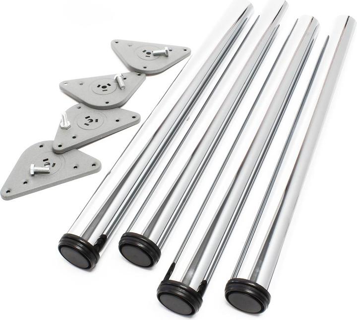 Actual product image Wiltec Stainless Steel Table legs set of 4 Chrome Furniture foot adjustable Ø60mm 870mm