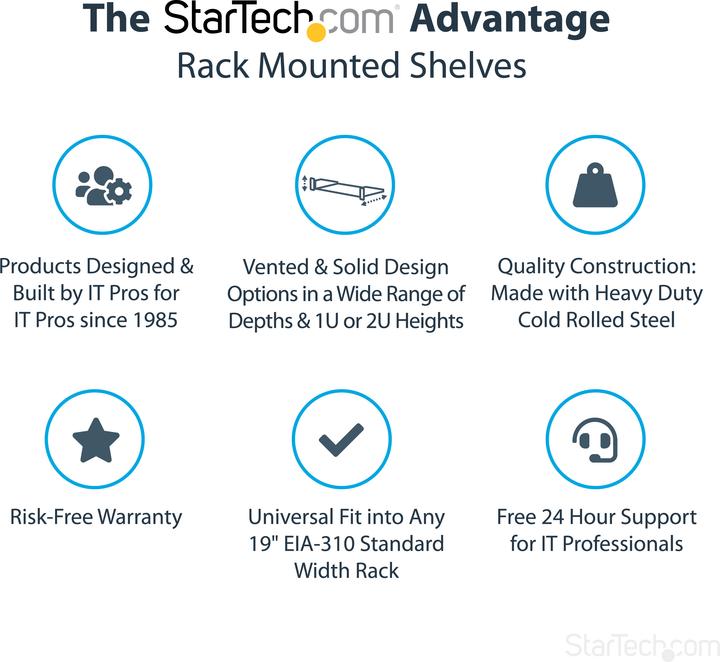 Image du produit StarTech 1U Shelf - 16in Deep
