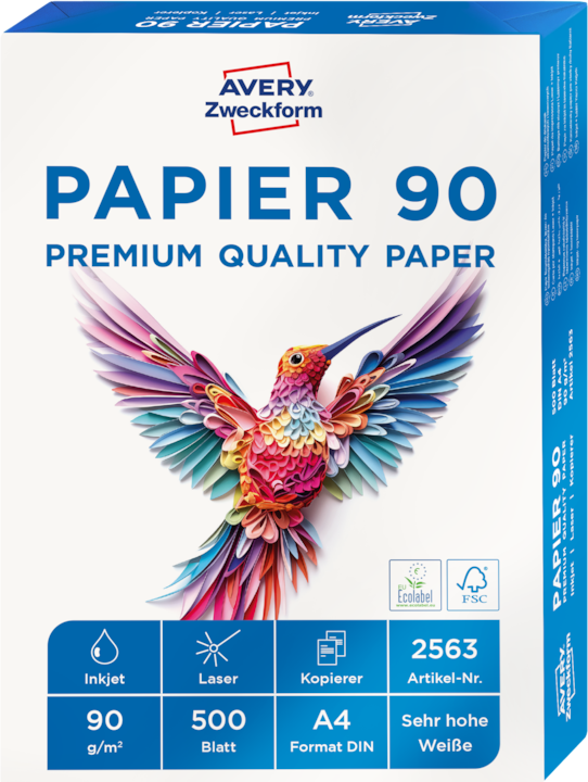 Produktbild Avery Drucker- und Kopierpapier (90 g/m², 500 x, A4)