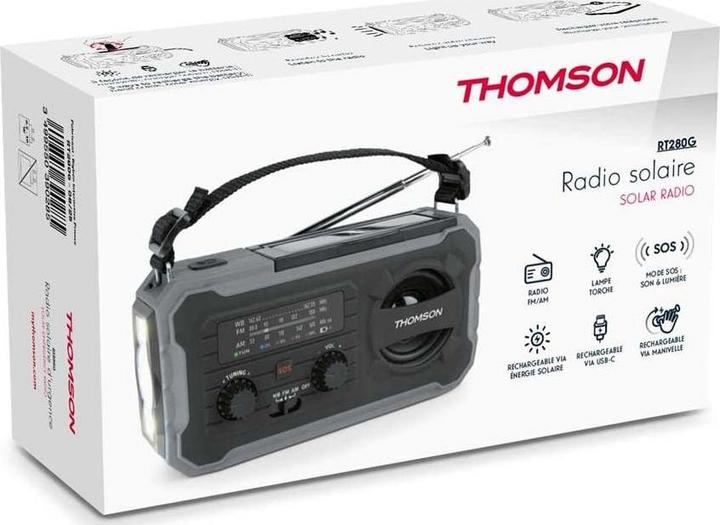 Produktbild Thomson Emergency Hand Crank Radio w/ Solar - Grey (AM, FM)