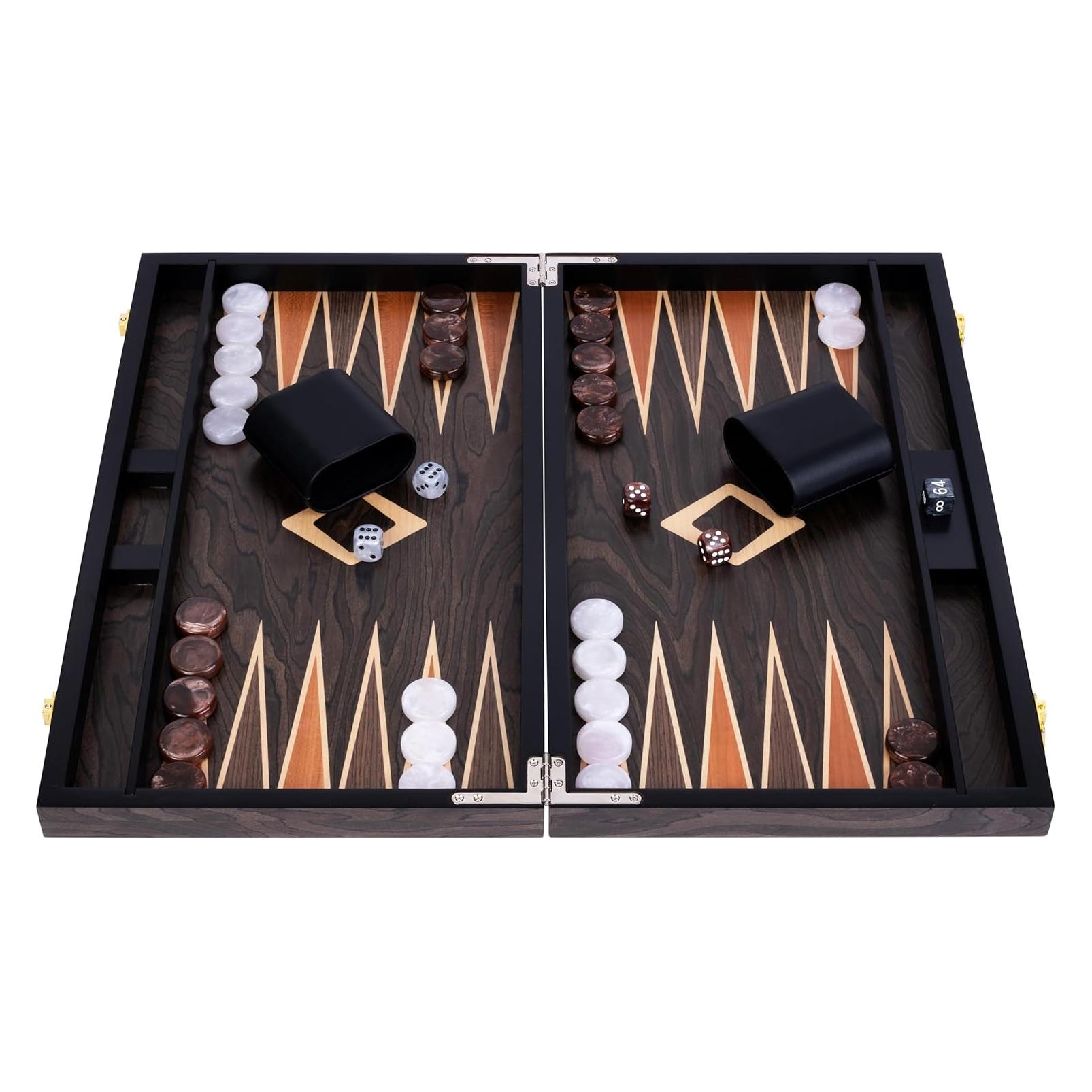 Engelhart Backgammon 18 " Walnut Burl Wood (250547) (Duits, 2 Spelers)