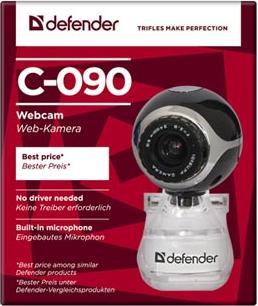 Actual product image Defender IronKey C-090 webcam 0.3 MP USB 2.0 Black - Webcam (0.30 Mpx)
