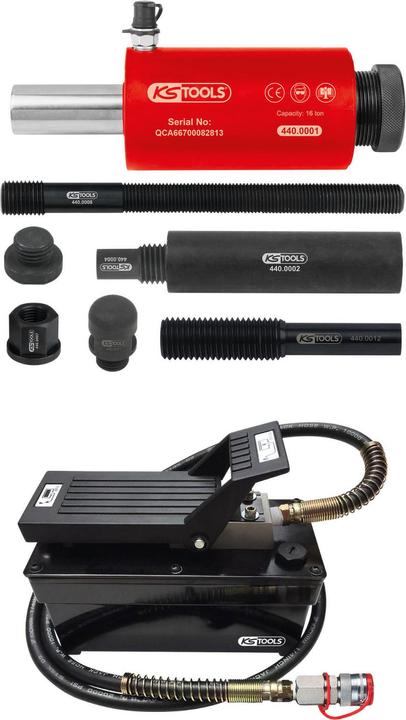 Actual product image KS Tools Hydraulic unit 16t, with air-hydraulic pump, 13-pcs.