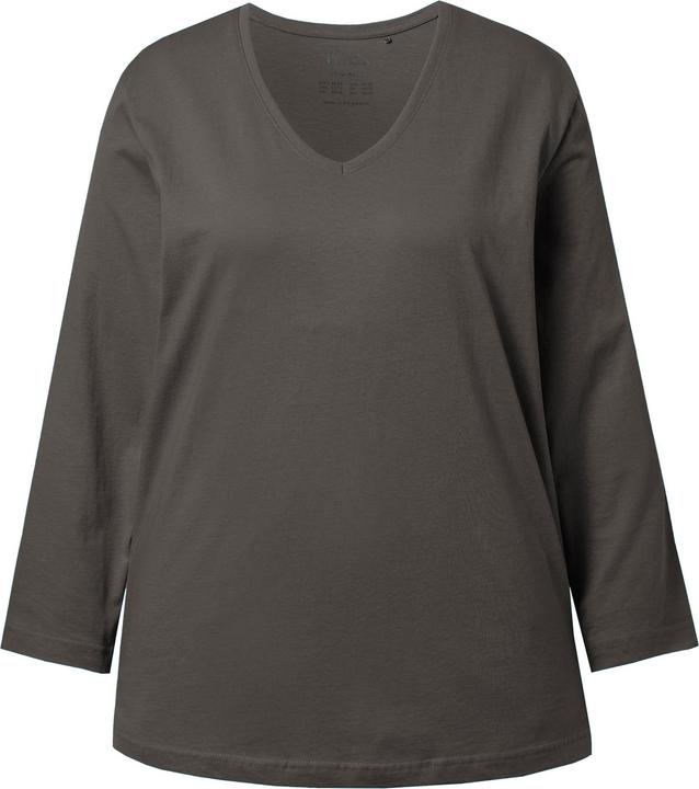 Actual product image Ulla Popken Back To Basics V-Neck Relaxed Fit Cotton Tee (62)
