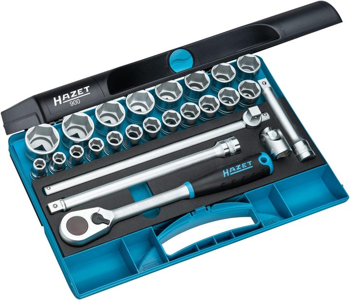 Produktbild HAZET Steckschlüssel Satz 900 ∙ Vierkant12,5 mm (1/2 Zoll) ∙ Aussen Sechskant-Tractionsprofil ∙ 10 -…