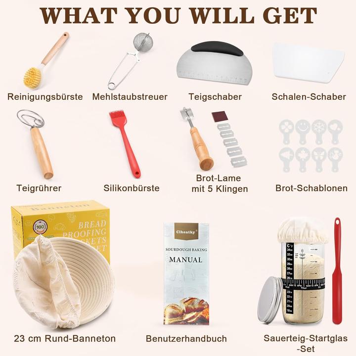 Actual product image Clheatky 11-teiliges Sauerteig Starter-Set