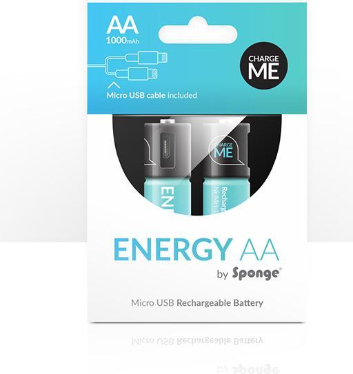 Image du produit Sponge Piles Energy AA 1000mAh (AA / LR6 / LR06 / Mignon / R6 / R14505, 1000 mAh)