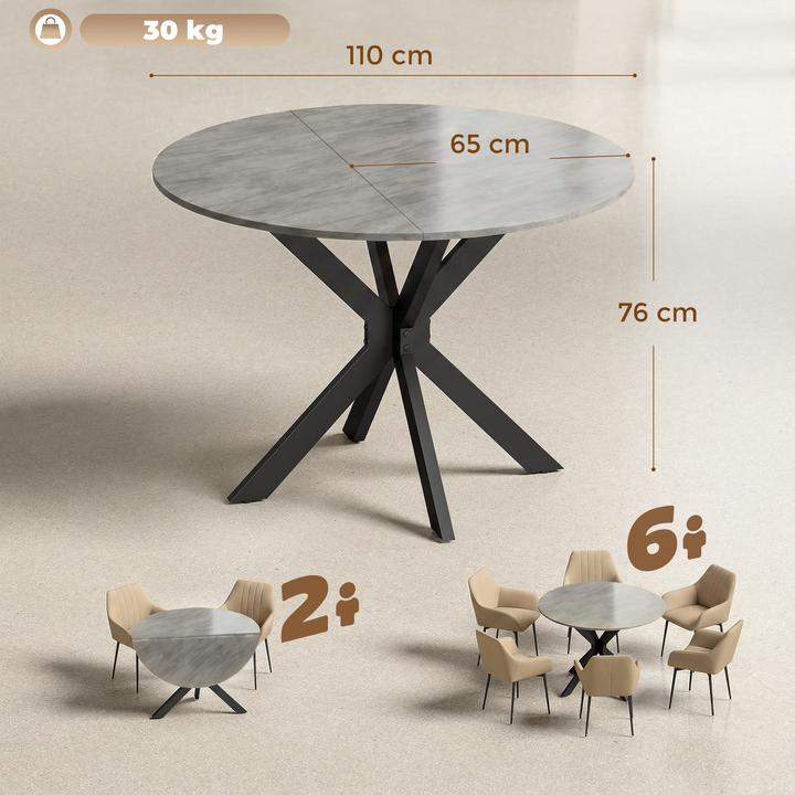 Produktbild Homcom Klappbarer Esstisch MDF, Stahl Grau