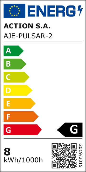 Energy Label Activejet AJE-PULSAR 2 Table Lamp Non Replaceable Bulb(s) LED G (200 lm)