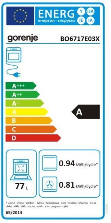 Energy Label Gorenje BO 6717 E03X