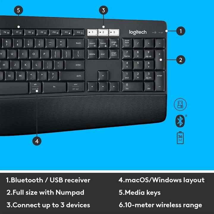 Produktbild Logitech MK850 (Englisch International, Kabellos)