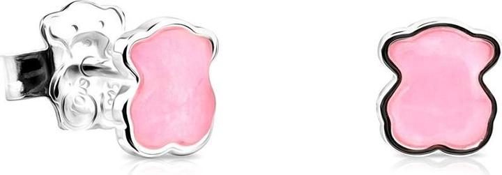 Tous Silver Teddy Bear Earrings with Rose Quartz Icon Colour 815433610
