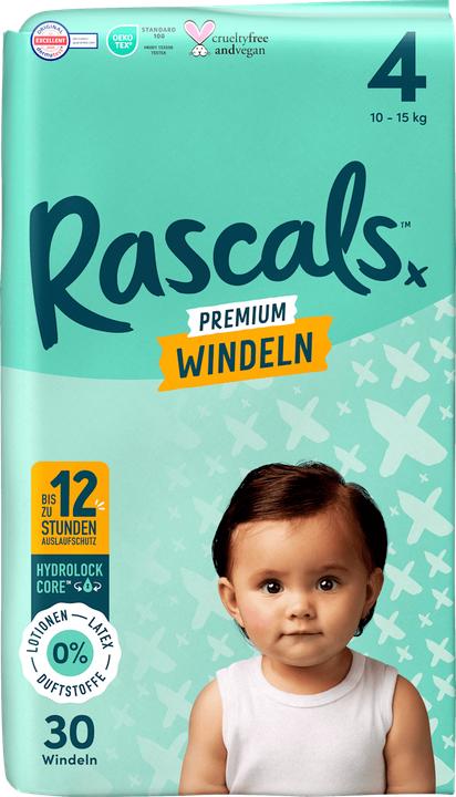 Rascals Windeln Premium Gr. 4 (10-15 kg), 30 St (Dimensione 4, 30 pz.)