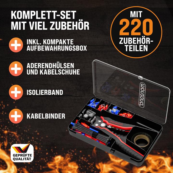 Produktbild Monzana Crimpzange mit Abisolierzange (205 mm)