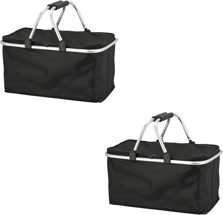 Actual product image Novaliv 2X Einkaufskorb faltbar mit Kühlfunktion 30 Liter SCHWARZ Isolierkorb mit gepolsterten Trage