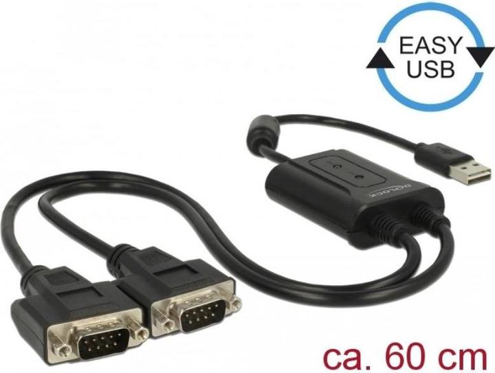 Produktbild Delock Adapter USB-A>2x Seriell DB9 RS-232 (USB 2.0, RS-232, 60 cm)